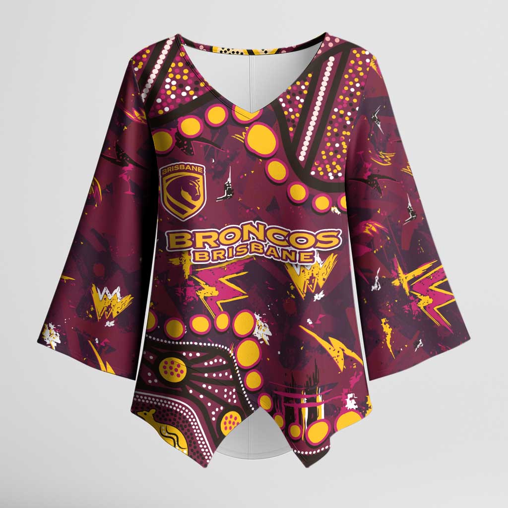 Brisbane Broncos Kimono Sleeve Blouse Aboriginal Pattern with Graffiti Style Design