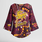 Brisbane Broncos Kimono Sleeve Blouse Aboriginal Pattern with Graffiti Style Design