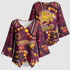 Brisbane Broncos Kimono Sleeve Blouse Aboriginal Pattern with Graffiti Style Design
