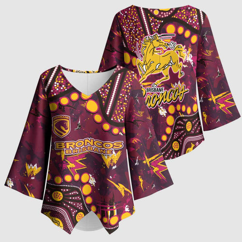 Brisbane Broncos Kimono Sleeve Blouse Aboriginal Pattern with Graffiti Style Design