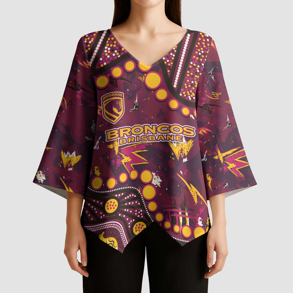 Brisbane Broncos Kimono Sleeve Blouse Aboriginal Pattern with Graffiti Style Design