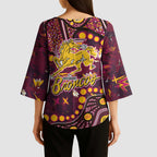 Brisbane Broncos Kimono Sleeve Blouse Aboriginal Pattern with Graffiti Style Design