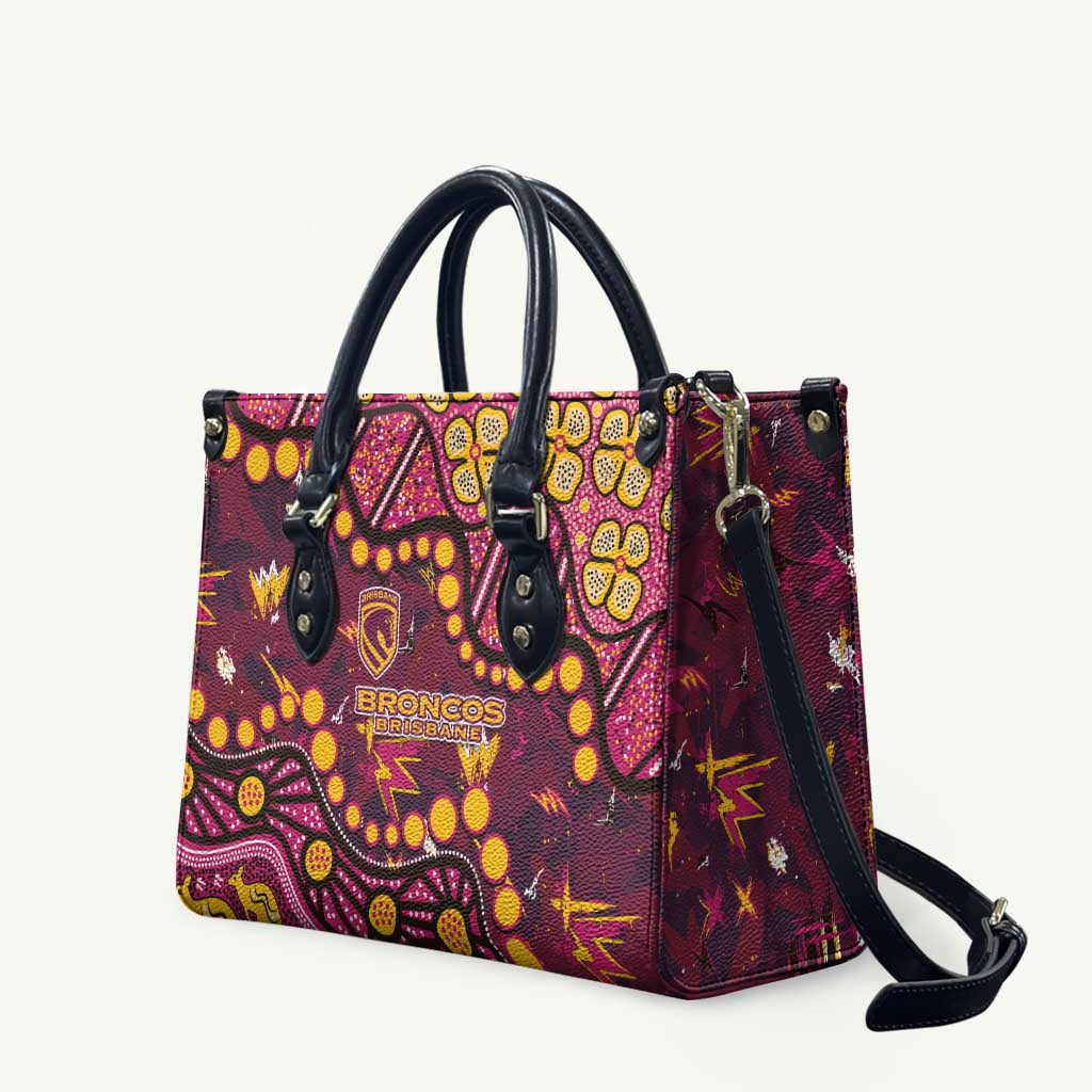 Brisbane Broncos Leather Bag Aboriginal Pattern with Graffiti Style Design