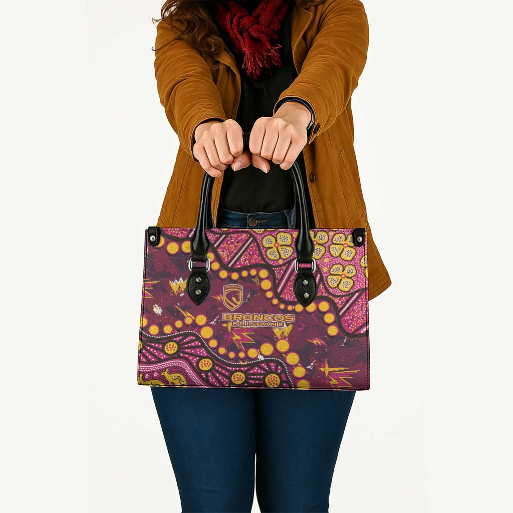 Brisbane Broncos Leather Bag Aboriginal Pattern with Graffiti Style Design
