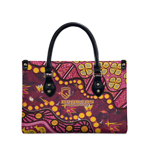 Brisbane Broncos Leather Bag Aboriginal Pattern with Graffiti Style Design