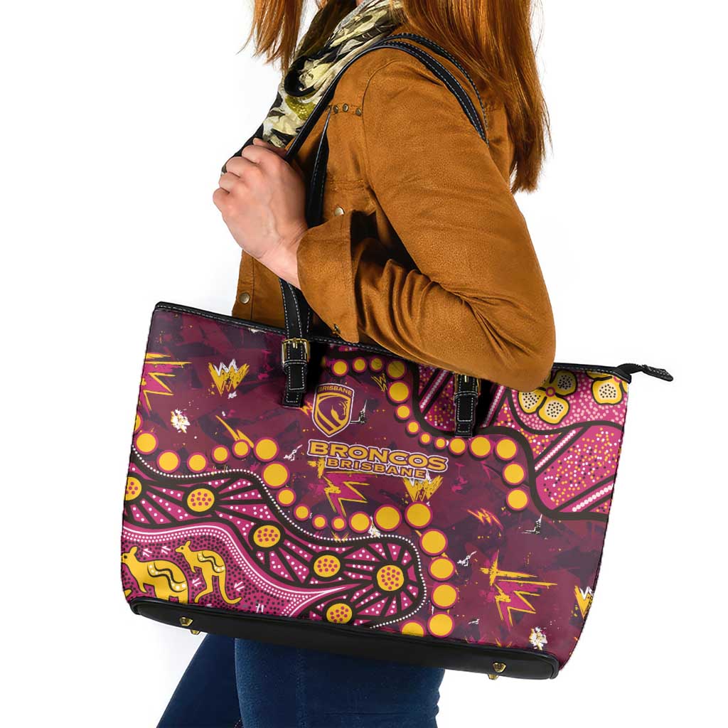 Brisbane Broncos Leather Tote Bag Aboriginal Pattern with Graffiti Style Design