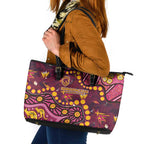 Brisbane Broncos Leather Tote Bag Aboriginal Pattern with Graffiti Style Design