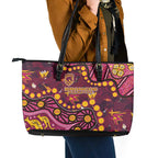Brisbane Broncos Leather Tote Bag Aboriginal Pattern with Graffiti Style Design