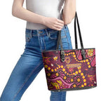 Brisbane Broncos Leather Tote Bag Aboriginal Pattern with Graffiti Style Design
