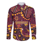 Brisbane Broncos Long Sleeve Button Shirt Aboriginal Pattern with Graffiti Style Design