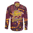 Brisbane Broncos Long Sleeve Button Shirt Aboriginal Pattern with Graffiti Style Design