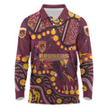 Brisbane Broncos Long Sleeve Polo Shirt Aboriginal Pattern with Graffiti Style Design