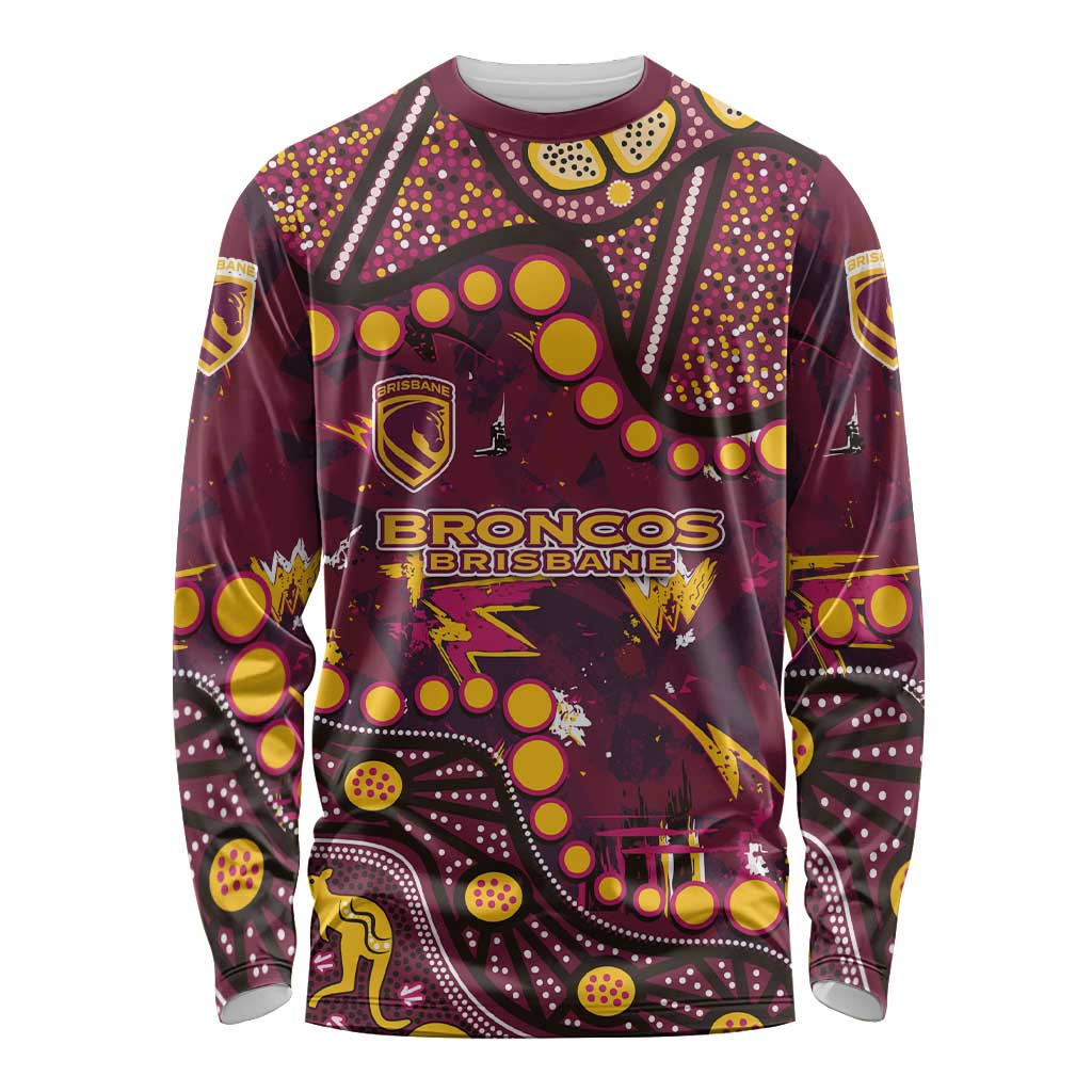 Brisbane Broncos Long Sleeve Shirt Aboriginal Pattern with Graffiti Style Design