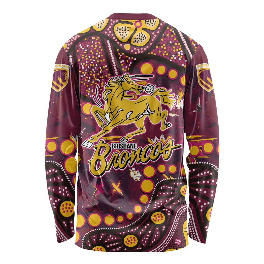 Brisbane Broncos Long Sleeve Shirt Aboriginal Pattern with Graffiti Style Design