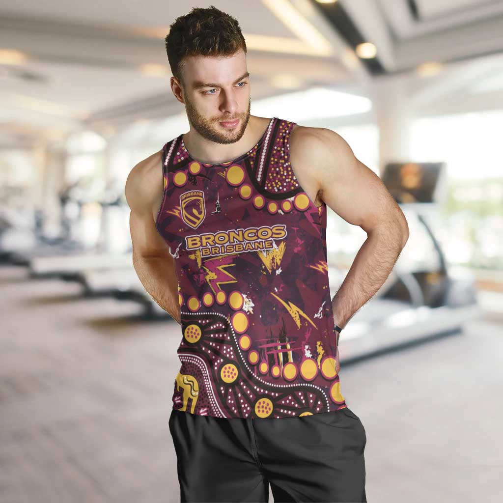 Brisbane Broncos Men Tank Top Aboriginal Pattern with Graffiti Style Design