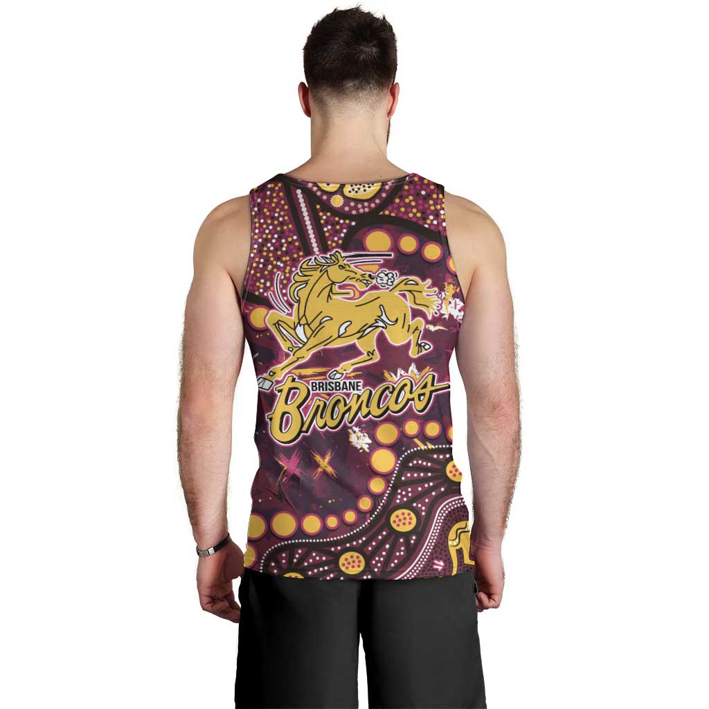 Brisbane Broncos Men Tank Top Aboriginal Pattern with Graffiti Style Design