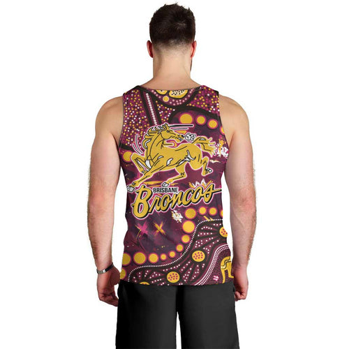 Brisbane Broncos Men Tank Top Aboriginal Pattern with Graffiti Style Design