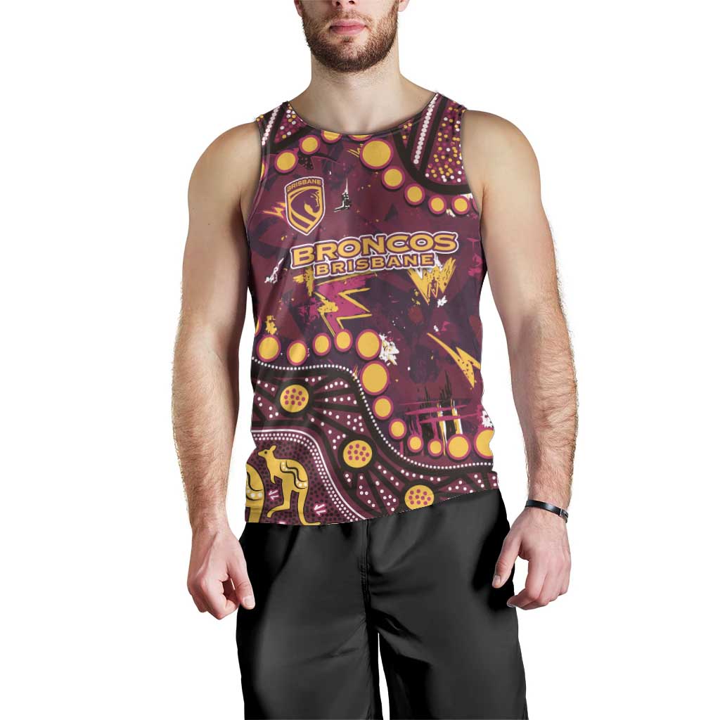 Brisbane Broncos Men Tank Top Aboriginal Pattern with Graffiti Style Design