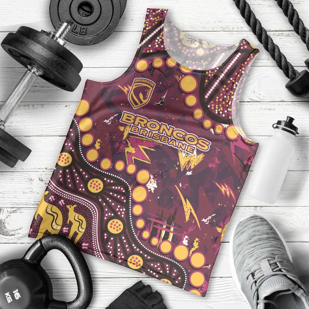Brisbane Broncos Men Tank Top Aboriginal Pattern with Graffiti Style Design