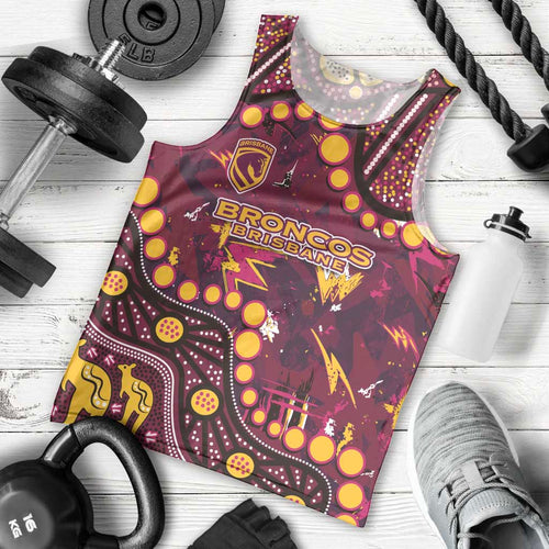 Brisbane Broncos Men Tank Top Aboriginal Pattern with Graffiti Style Design