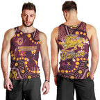 Brisbane Broncos Men Tank Top Aboriginal Pattern with Graffiti Style Design