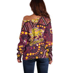 Brisbane Broncos Off Shoulder Sweater Aboriginal Pattern with Graffiti Style Design