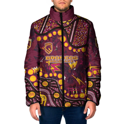 Brisbane Broncos Padded Jacket Aboriginal Pattern with Graffiti Style Design