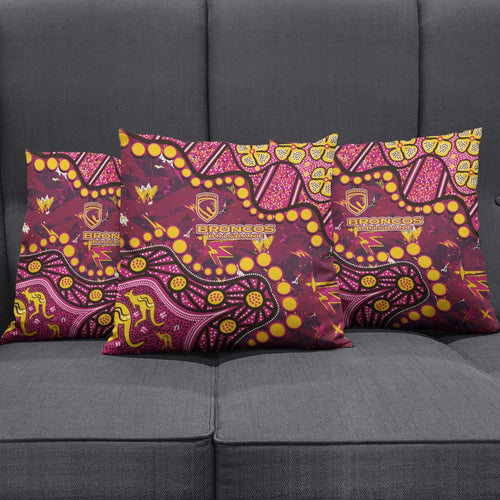 Brisbane Broncos Pillow Cover Aboriginal Pattern with Graffiti Style Design
