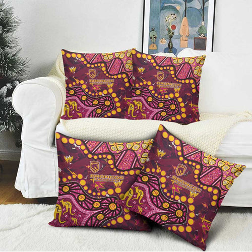 Brisbane Broncos Pillow Cover Aboriginal Pattern with Graffiti Style Design