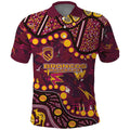 Brisbane Broncos Polo Shirt Aboriginal Pattern with Graffiti Style Design