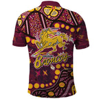 Brisbane Broncos Polo Shirt Aboriginal Pattern with Graffiti Style Design