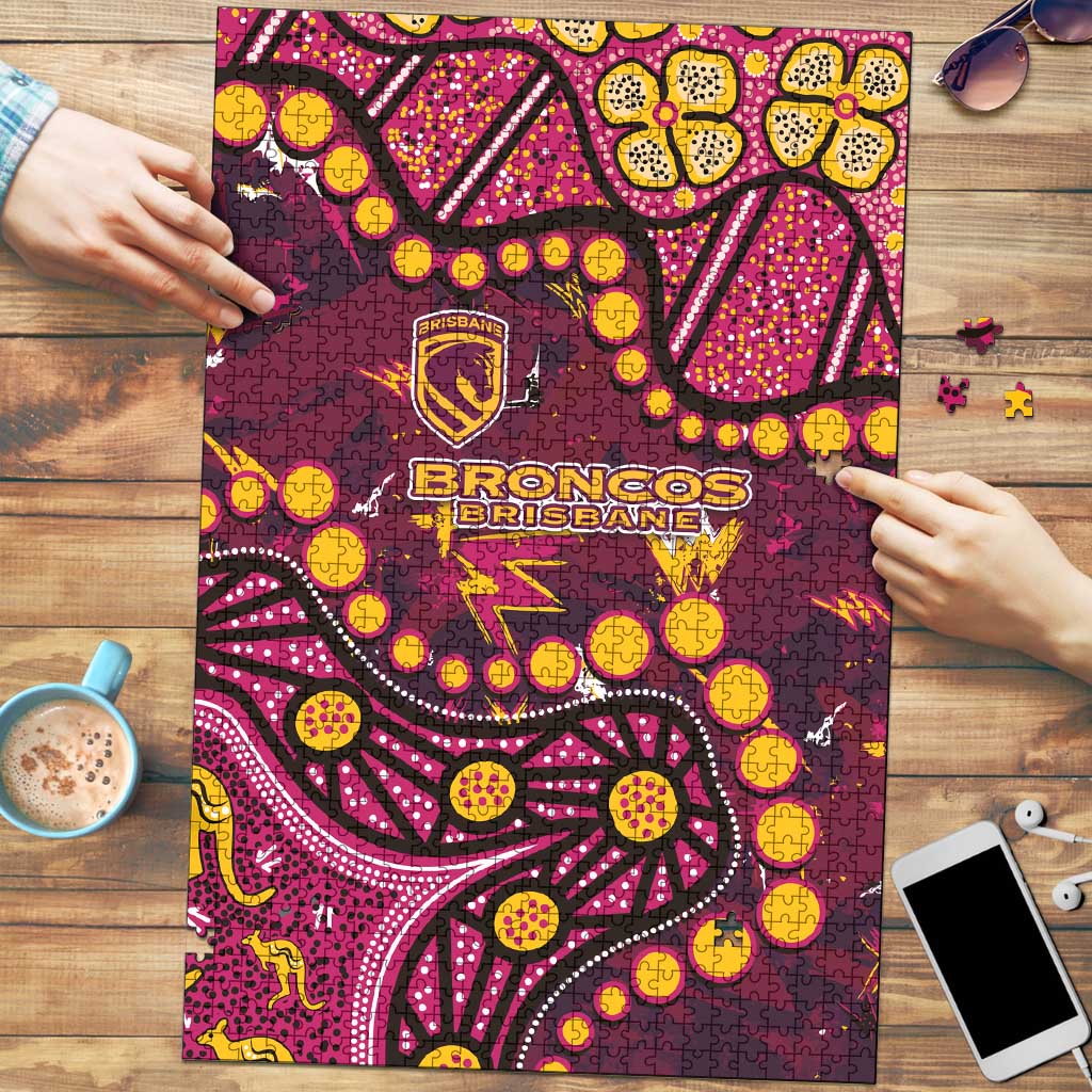 Brisbane Broncos Puzzle Aboriginal Pattern with Graffiti Style Design