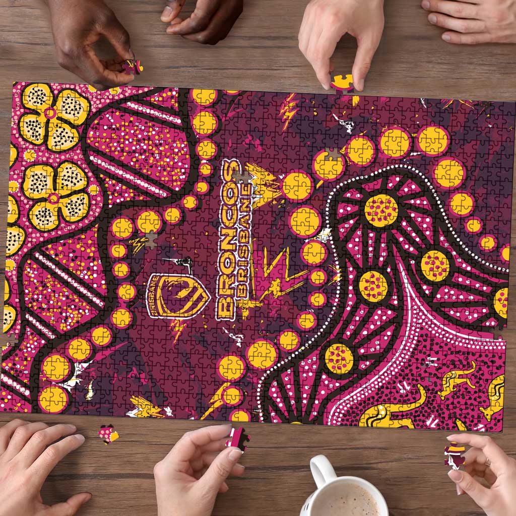 Brisbane Broncos Puzzle Aboriginal Pattern with Graffiti Style Design