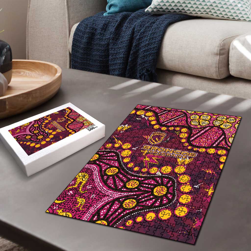 Brisbane Broncos Puzzle Aboriginal Pattern with Graffiti Style Design