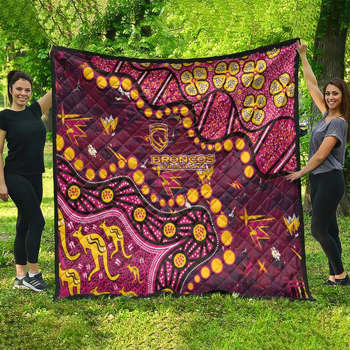 Brisbane Broncos Quilt Aboriginal Pattern with Graffiti Style Design