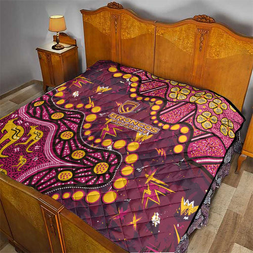 Brisbane Broncos Quilt Aboriginal Pattern with Graffiti Style Design