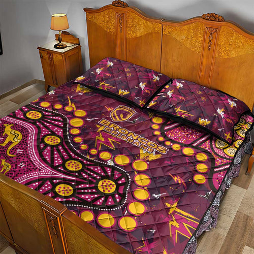 Brisbane Broncos Quilt Bed Set Aboriginal Pattern with Graffiti Style Design