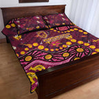 Brisbane Broncos Quilt Bed Set Aboriginal Pattern with Graffiti Style Design