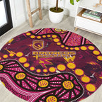 Brisbane Broncos Round Carpet Aboriginal Pattern with Graffiti Style Design