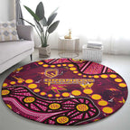 Brisbane Broncos Round Carpet Aboriginal Pattern with Graffiti Style Design