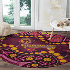 Brisbane Broncos Round Carpet Aboriginal Pattern with Graffiti Style Design