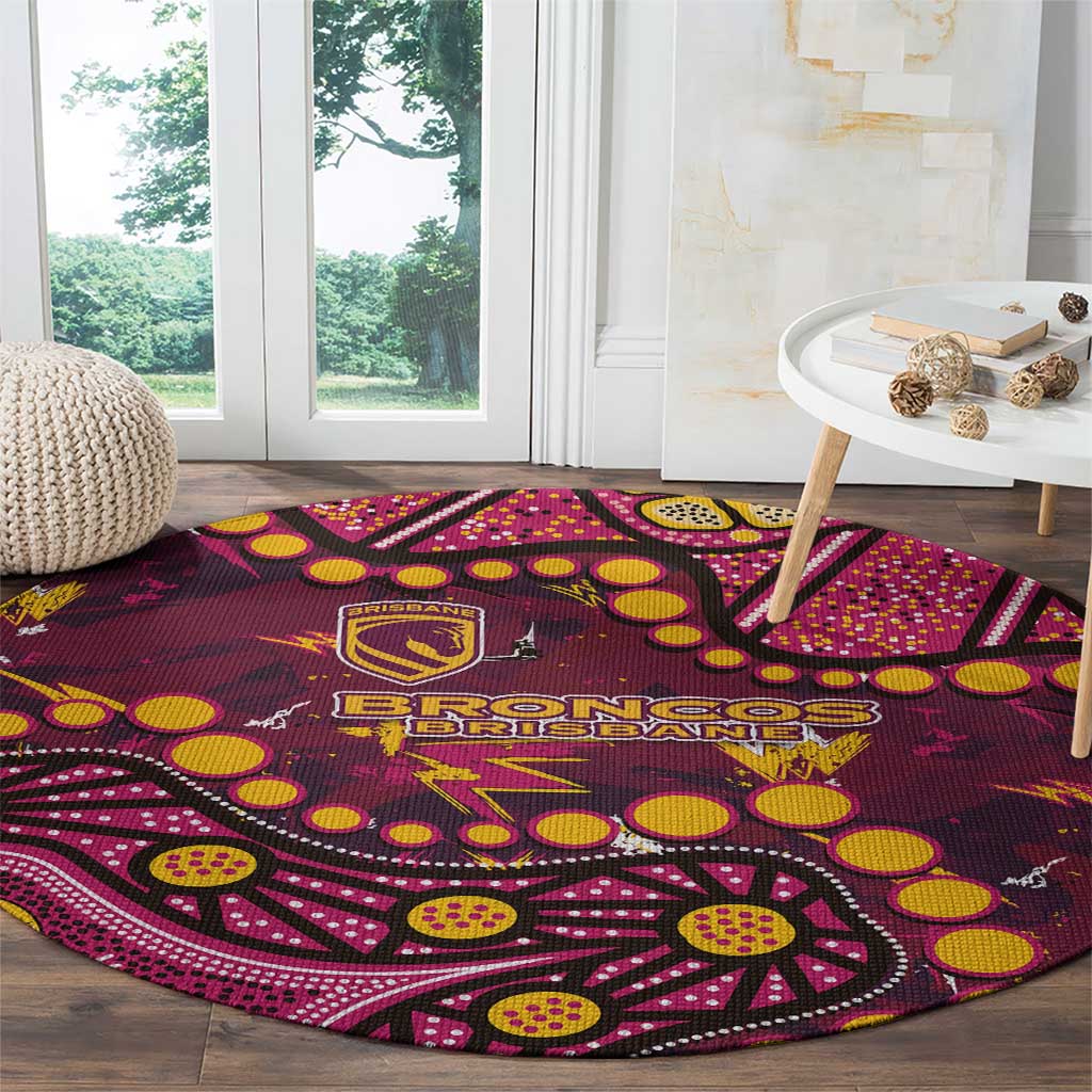 Brisbane Broncos Round Carpet Aboriginal Pattern with Graffiti Style Design