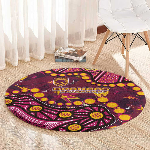 Brisbane Broncos Round Carpet Aboriginal Pattern with Graffiti Style Design