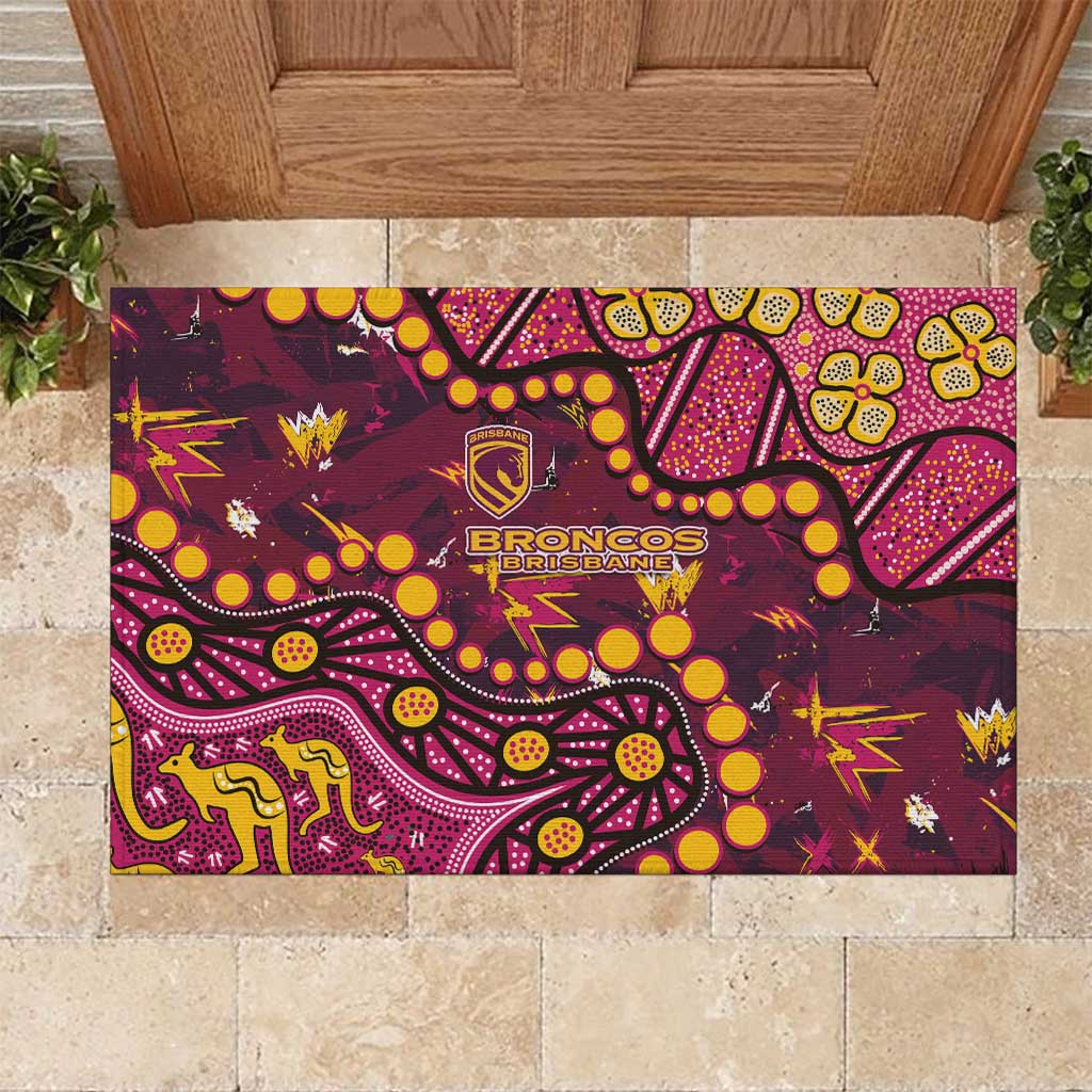 Brisbane Broncos Rubber Doormat Aboriginal Pattern with Graffiti Style Design