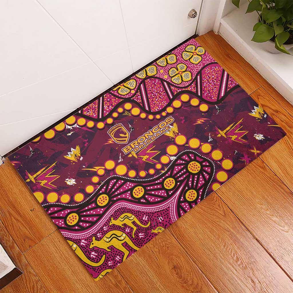Brisbane Broncos Rubber Doormat Aboriginal Pattern with Graffiti Style Design