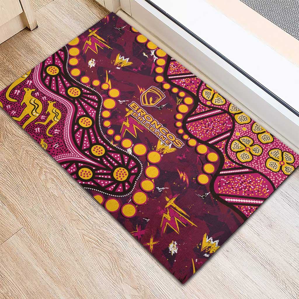 Brisbane Broncos Rubber Doormat Aboriginal Pattern with Graffiti Style Design