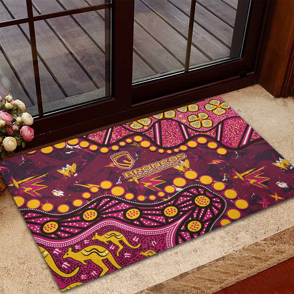 Brisbane Broncos Rubber Doormat Aboriginal Pattern with Graffiti Style Design