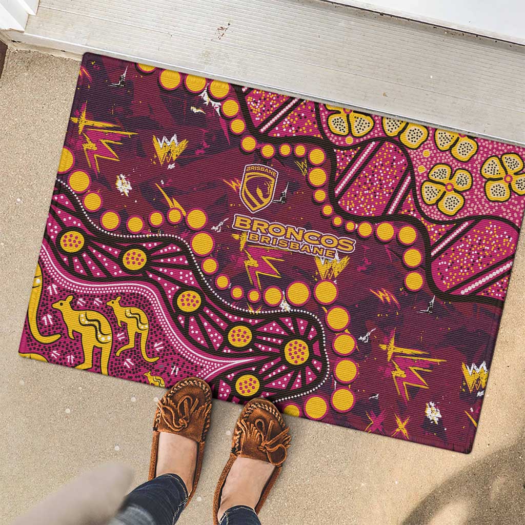 Brisbane Broncos Rubber Doormat Aboriginal Pattern with Graffiti Style Design