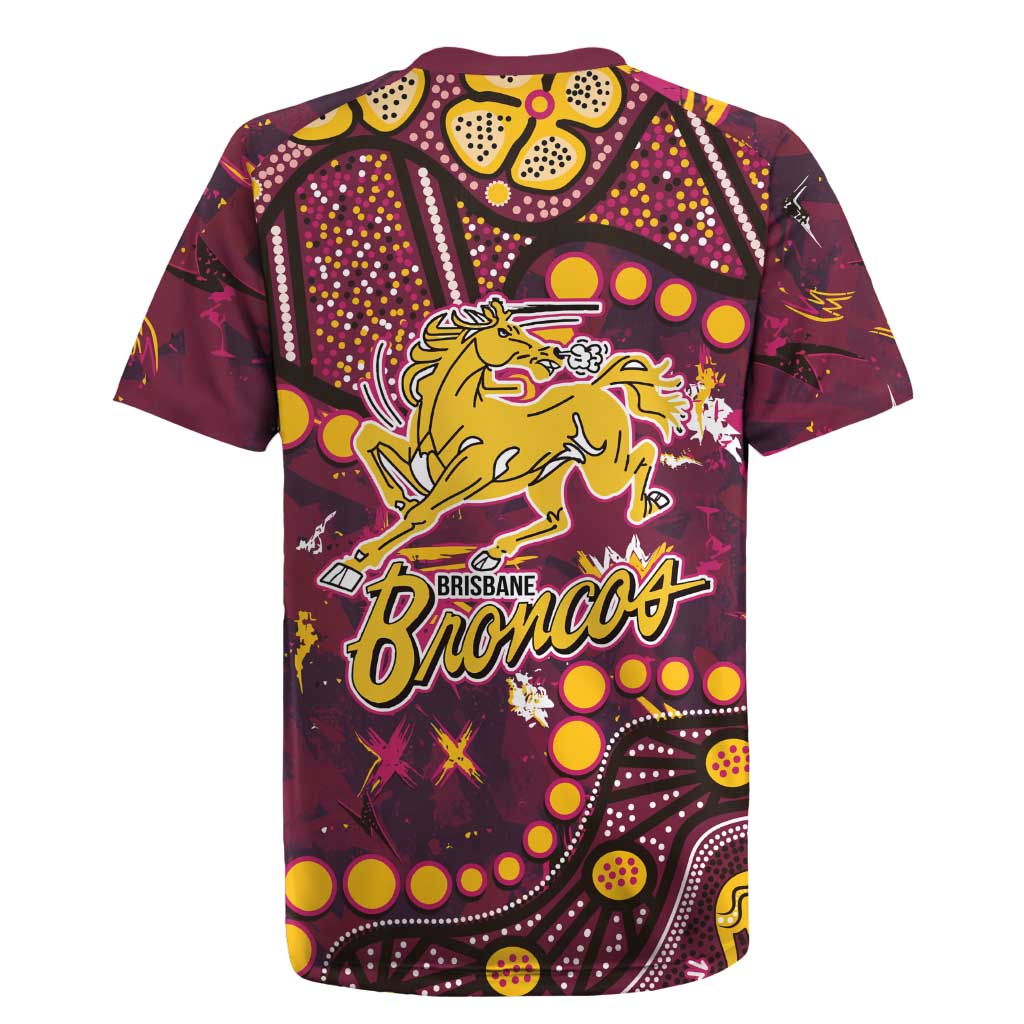 Brisbane Broncos Rugby Jersey Aboriginal Pattern with Graffiti Style Design