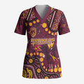 Brisbane Broncos Scrub Top Aboriginal Pattern with Graffiti Style Design